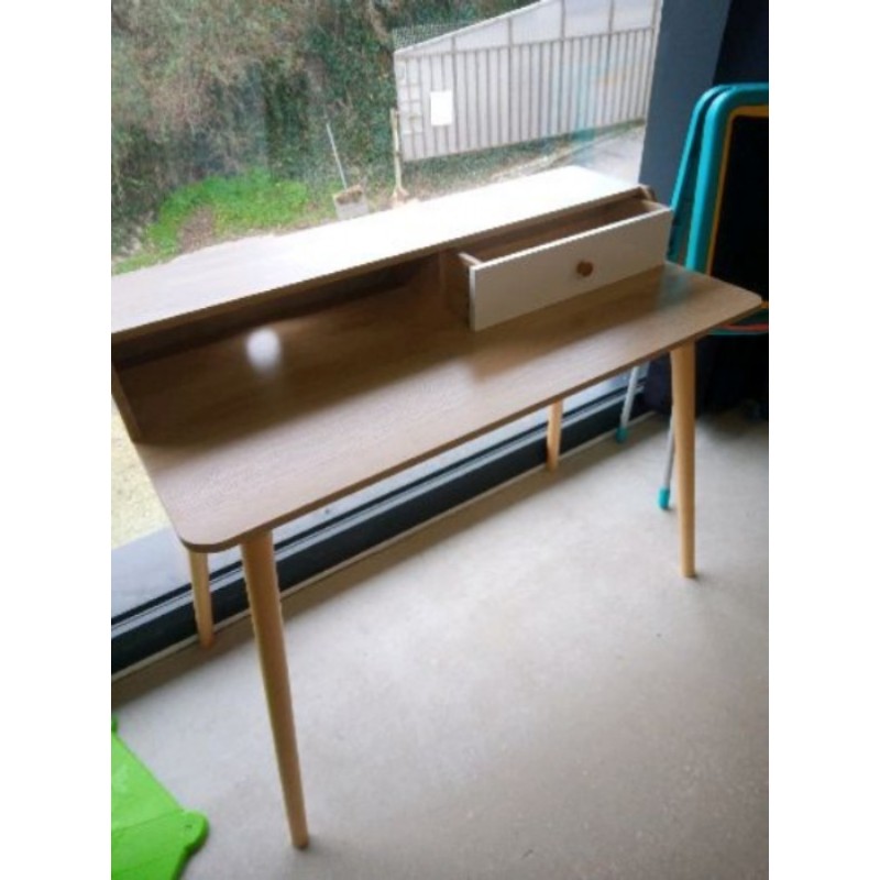 Bureau bois clair et blanc 