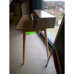 Bureau bois clair et blanc 