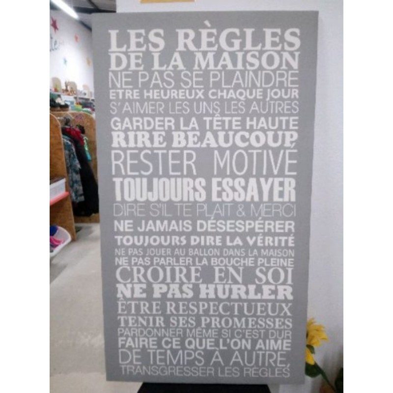 Tableau les regles de la maison