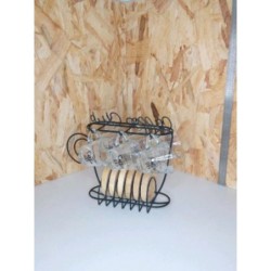 B: panier métal avec 6 tasses expresso et 6 ss-tasses bois "coffee club"