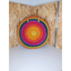 Sac paille tresse multicolore 