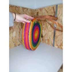 Sac paille tresse multicolore 