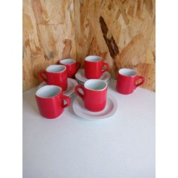 6 TASSES ROUGES+ SOUCOUPES