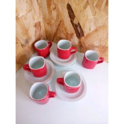 6 TASSES ROUGES+ SOUCOUPES