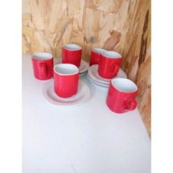 6 TASSES ROUGES+ SOUCOUPES