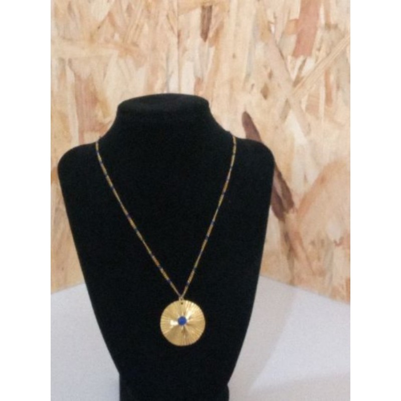 Collier couleur or et bleu