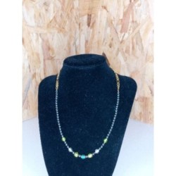 Collier perle noir et vert