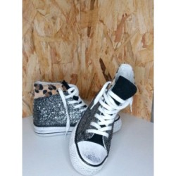 Basket paillettes / léopard