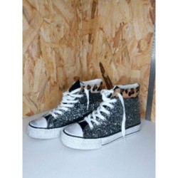 Basket paillettes / léopard