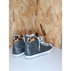 Basket paillettes / léopard